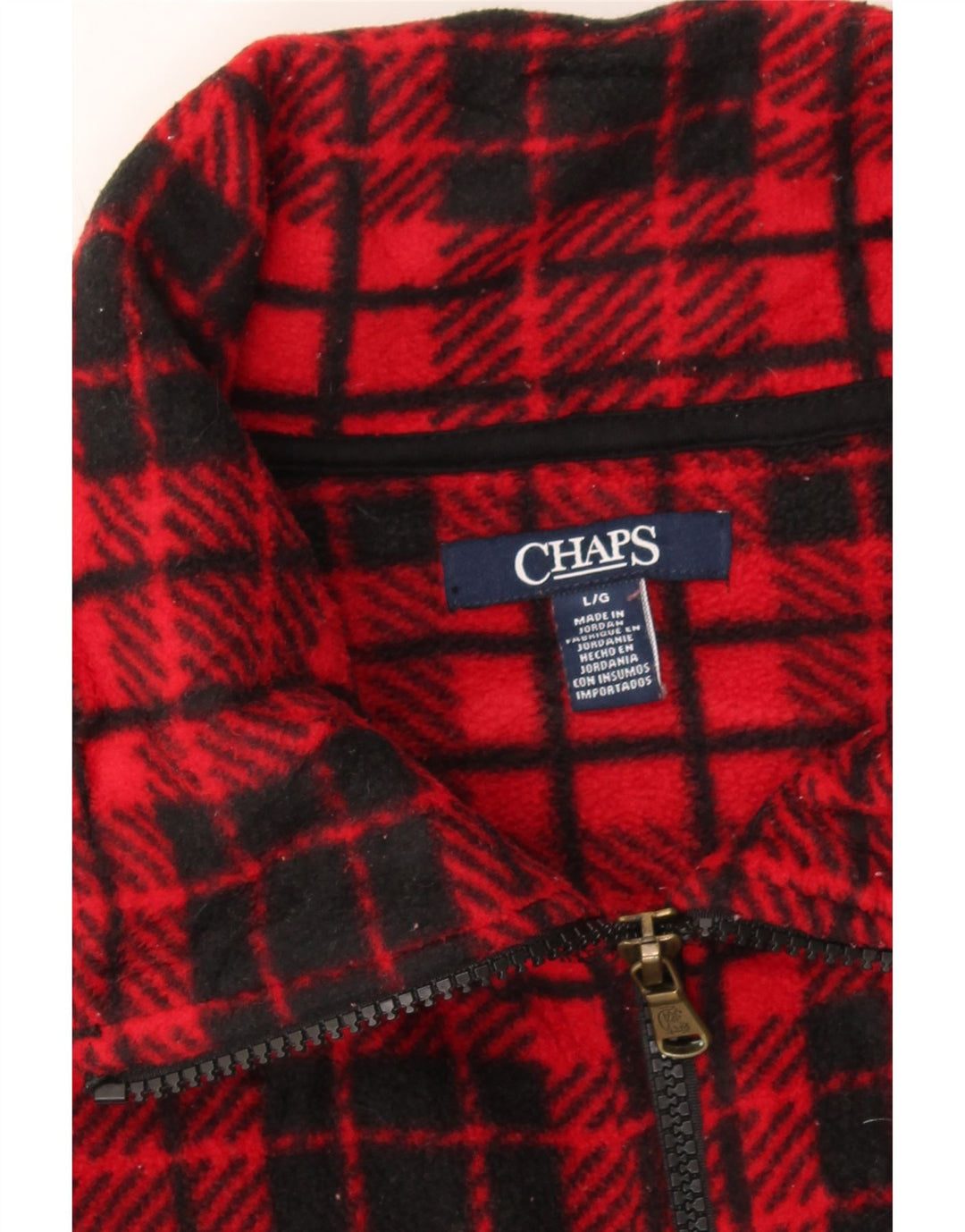 CHAPS Womens Fleece Gilet UK 16 Large Red Check Vintage Chaps and Second-Hand Chaps from Messina Hembry 