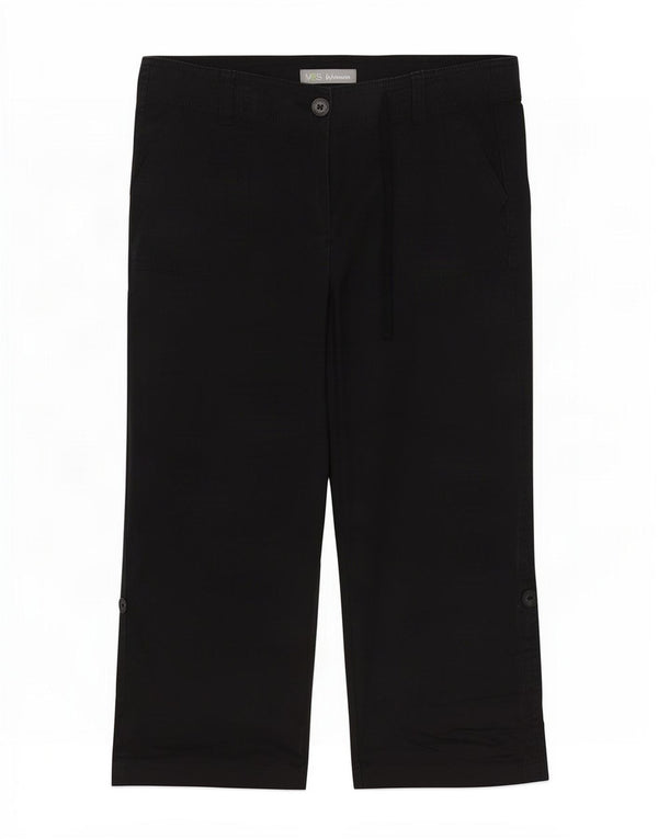 Marks & Spencer Womens Capri Trousers UK 10 Small W34 L21 Black Cotton