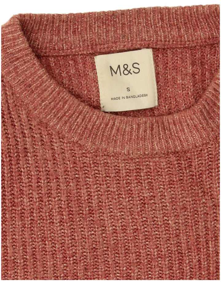 Maglione maglione girocollo da uomo Marks & Spencer piccolo marrone poliammide