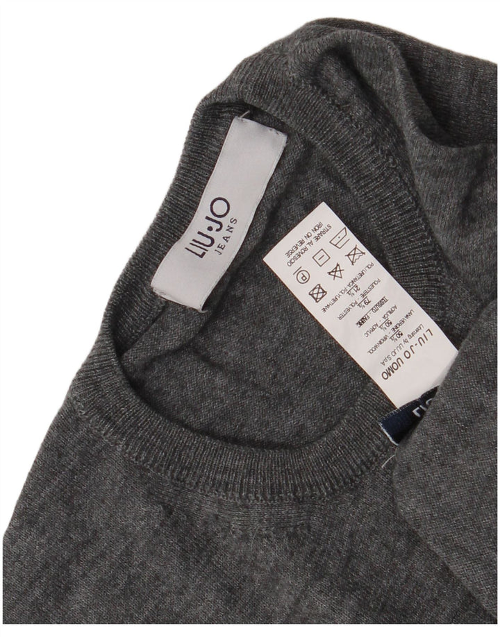 Maglione maglione girocollo da donna Liu Jo UK 10 piccolo grigio lana vergine