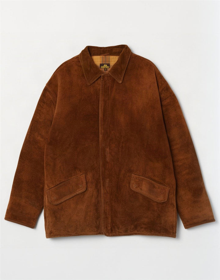 Giacca in pelle scamosciata da uomo Thornton Bay UK 44 2XL Pelle marrone