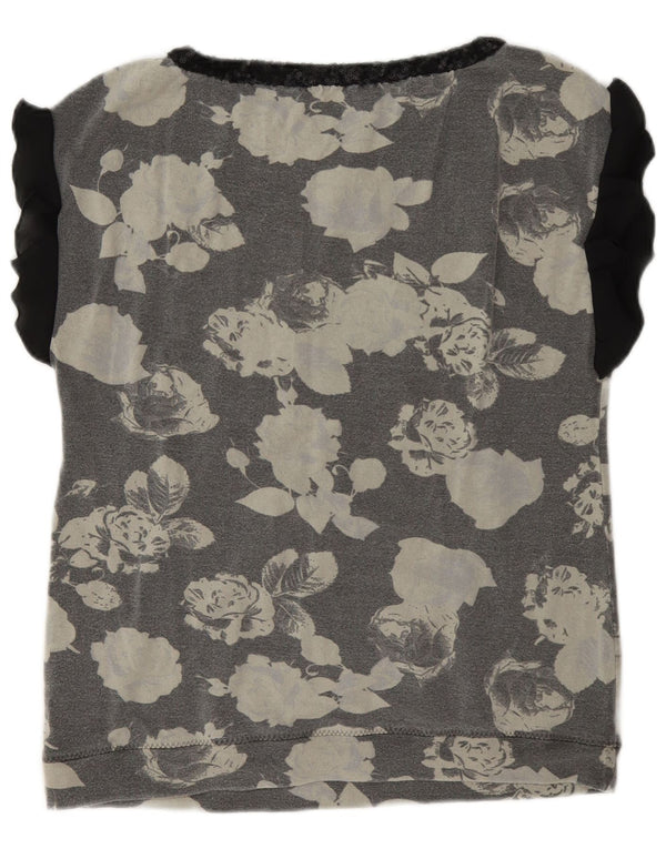 Blusa Donna Liu Jo Top IT 44 Viscosa Floreale Grigio Medio