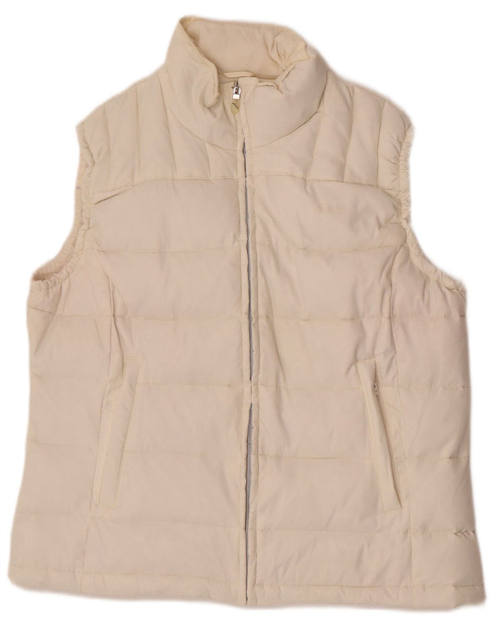 Gilet imbottito da donna Asics UK 18 XL in nylon bianco sporco
