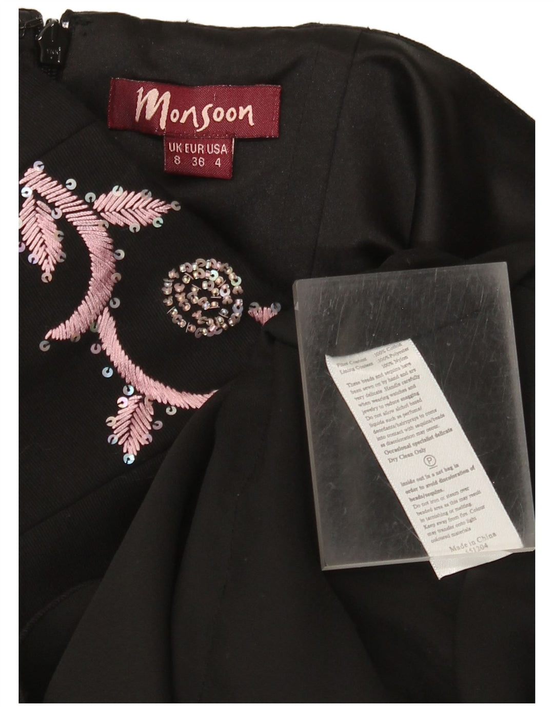 Abito senza spalline da donna Monsoon UK 8 piccolo cotone nero