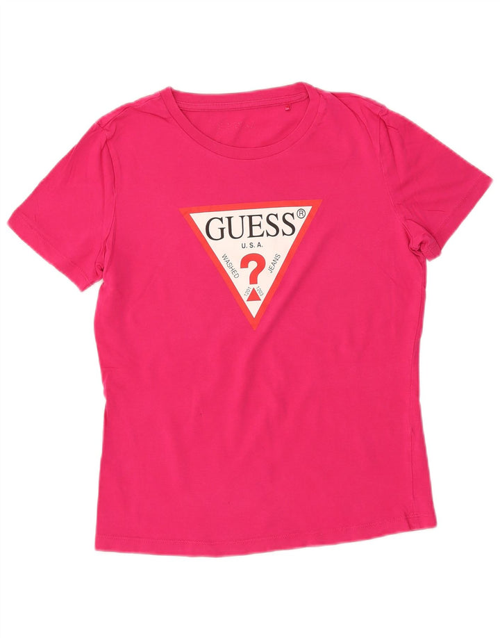 T-shirt grafica da donna GUESS Top UK 10 Small Rosa