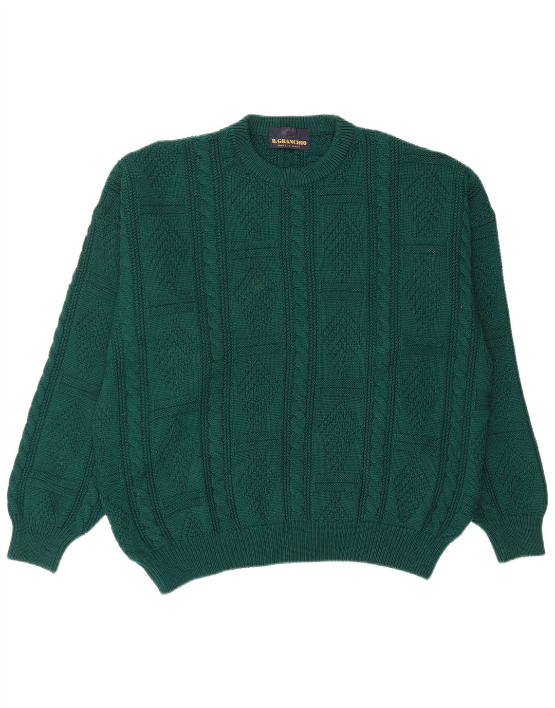IL GRANCHIO Maglione Uomo Girocollo Maglione XL Verde Lana