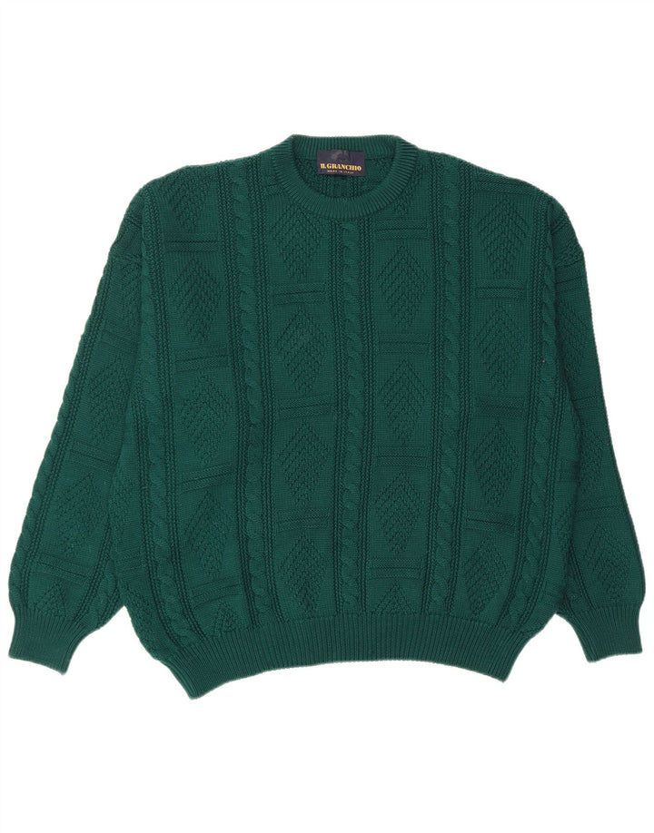 IL GRANCHIO Maglione Uomo Girocollo Maglione XL Verde Lana