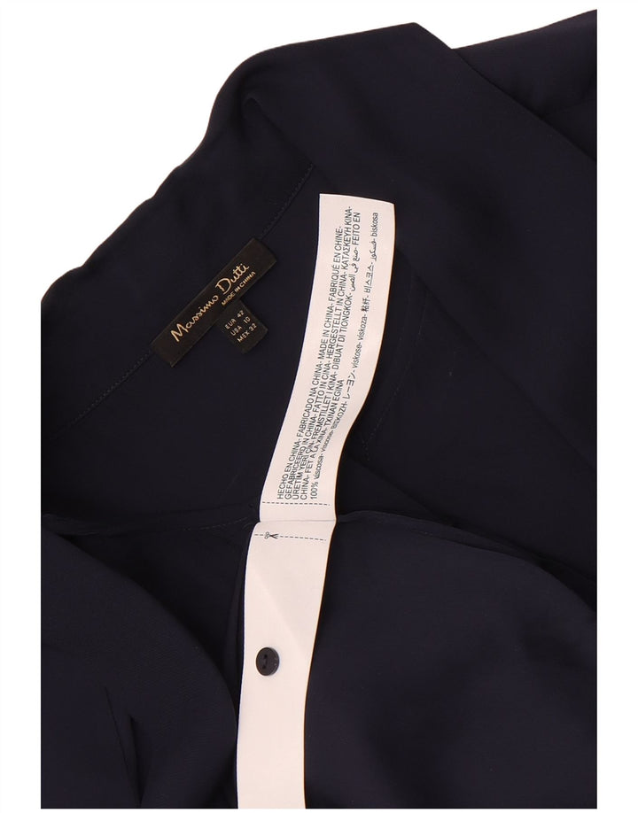Massimo Dutti Camicetta da donna con papillon da donna EU 42 Large in viscosa blu navy