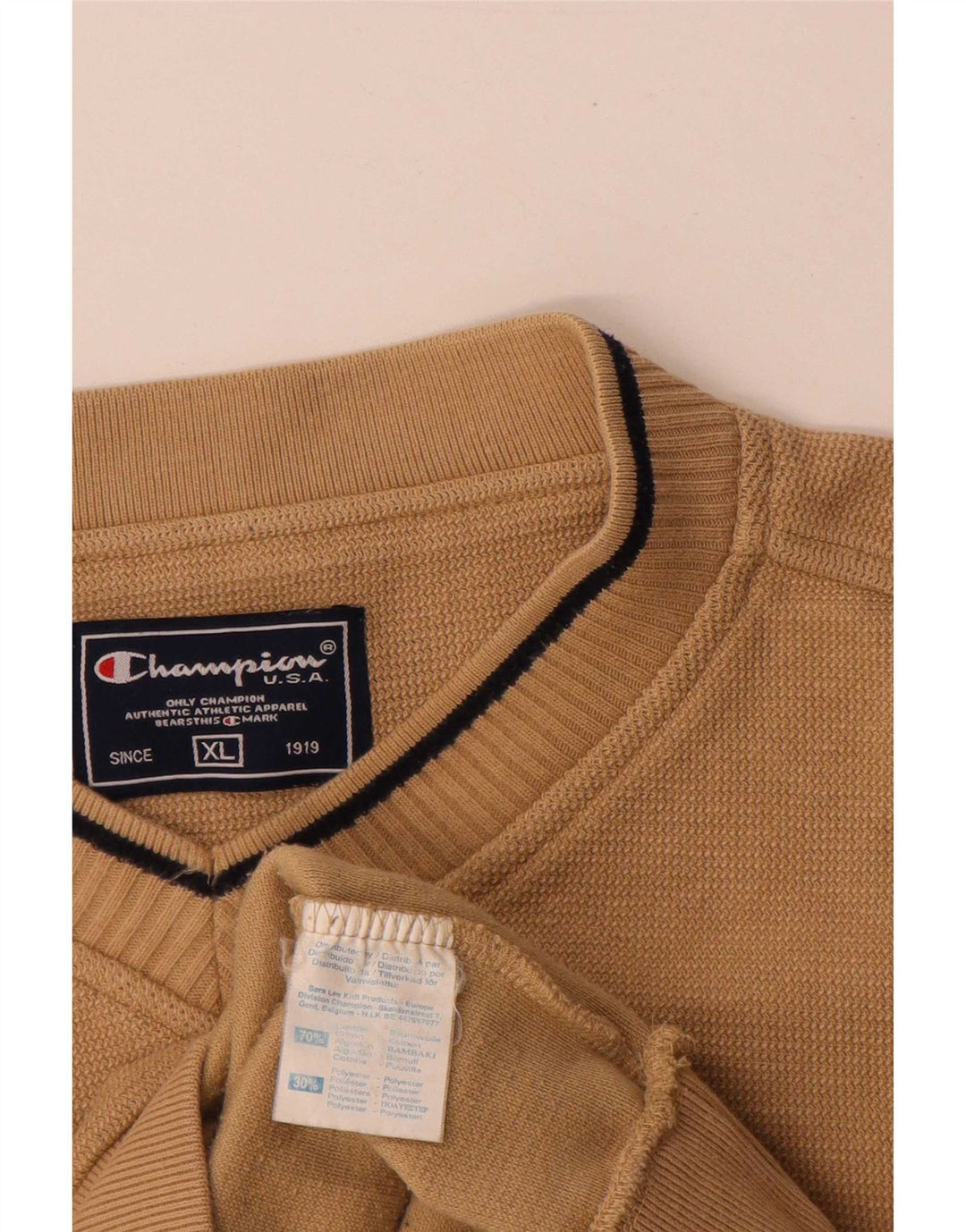 Maglione da uomo con scollo a V Champion XL in cotone beige