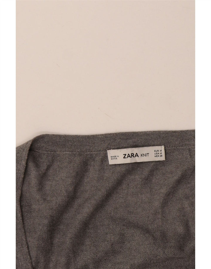 Maglione oversize con scollo a V da donna Zara UK 14 Grigio medio