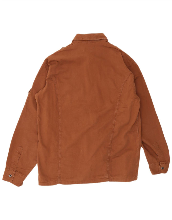 Camicia militare da uomo Carrera grande in cotone marrone
