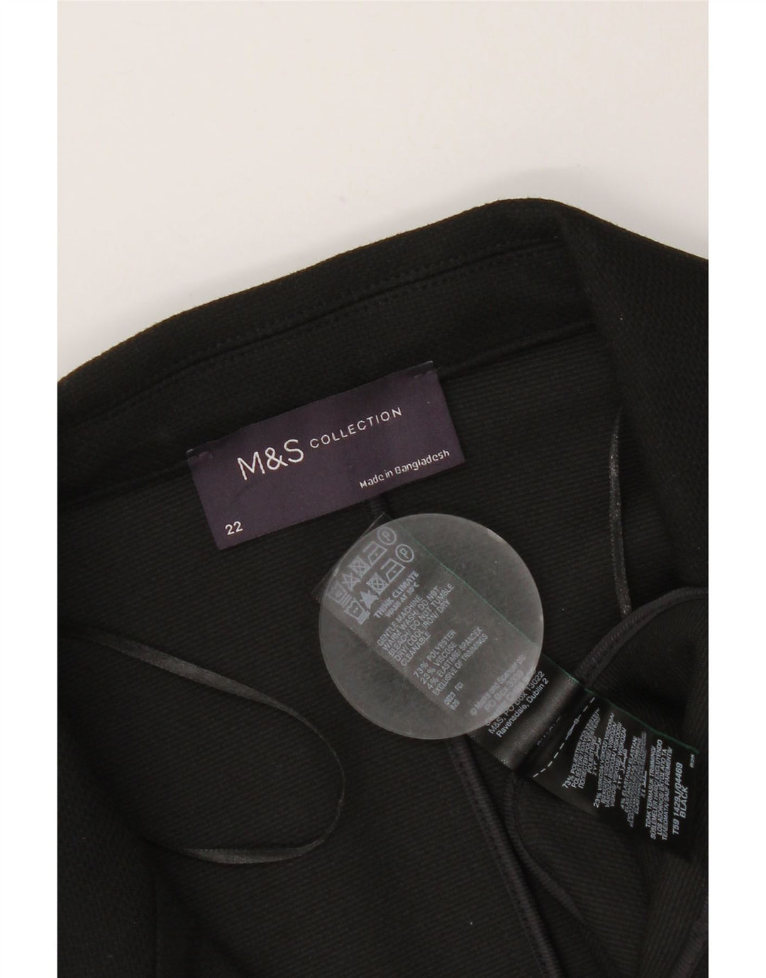 MARKS & SPENCER Giacca blazer da donna a 1 bottone UK 22 3XL Poliestere nero