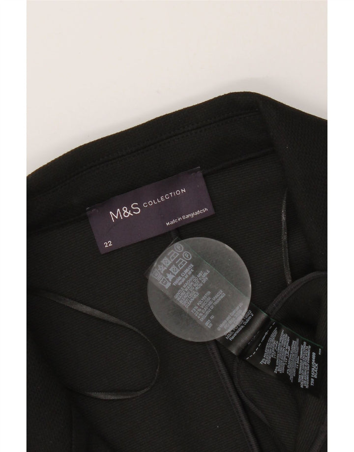MARKS & SPENCER Giacca blazer da donna a 1 bottone UK 22 3XL Poliestere nero