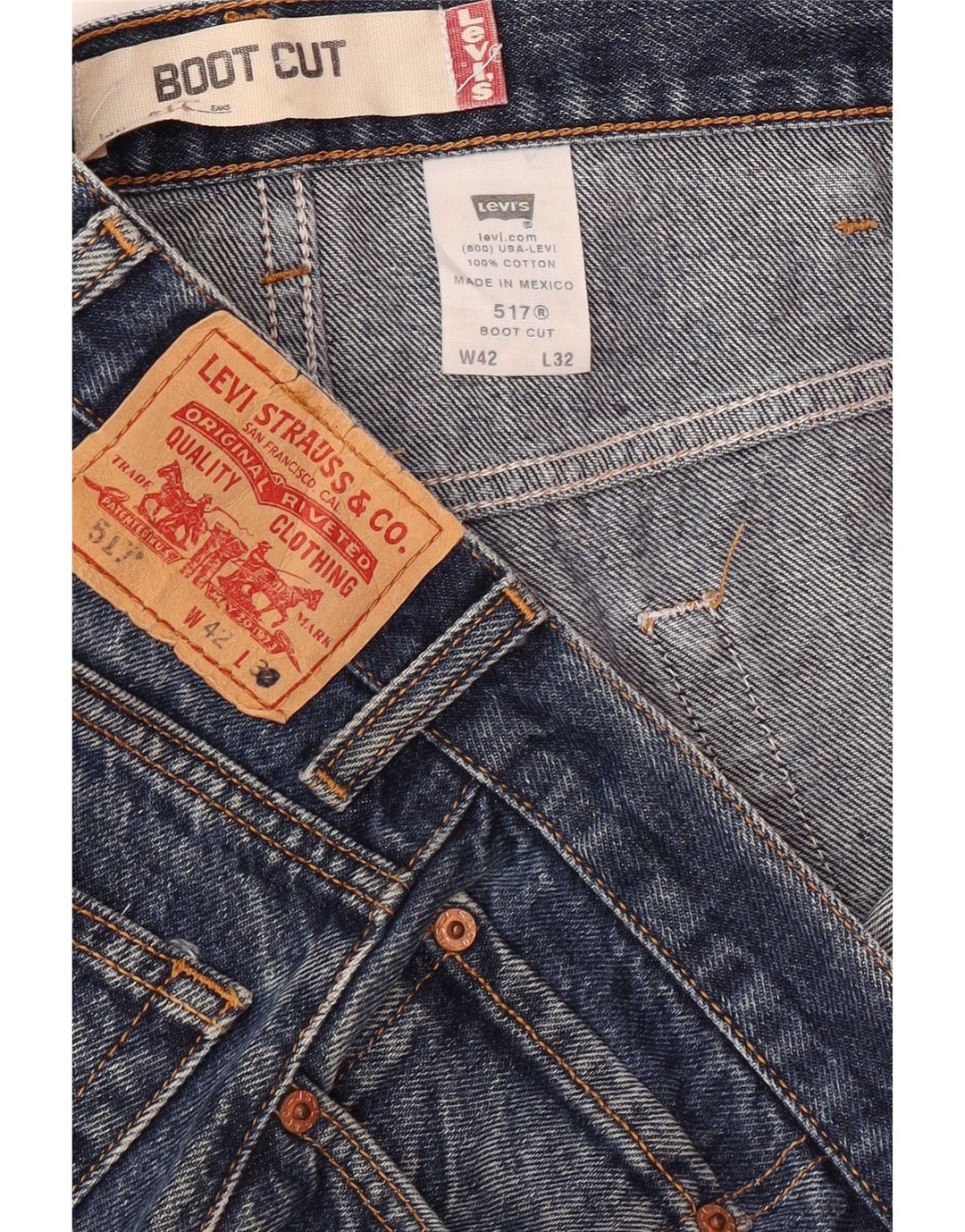 Levi's Uomo 517 Jeans Bootcut W42 L32 Cotone Blu