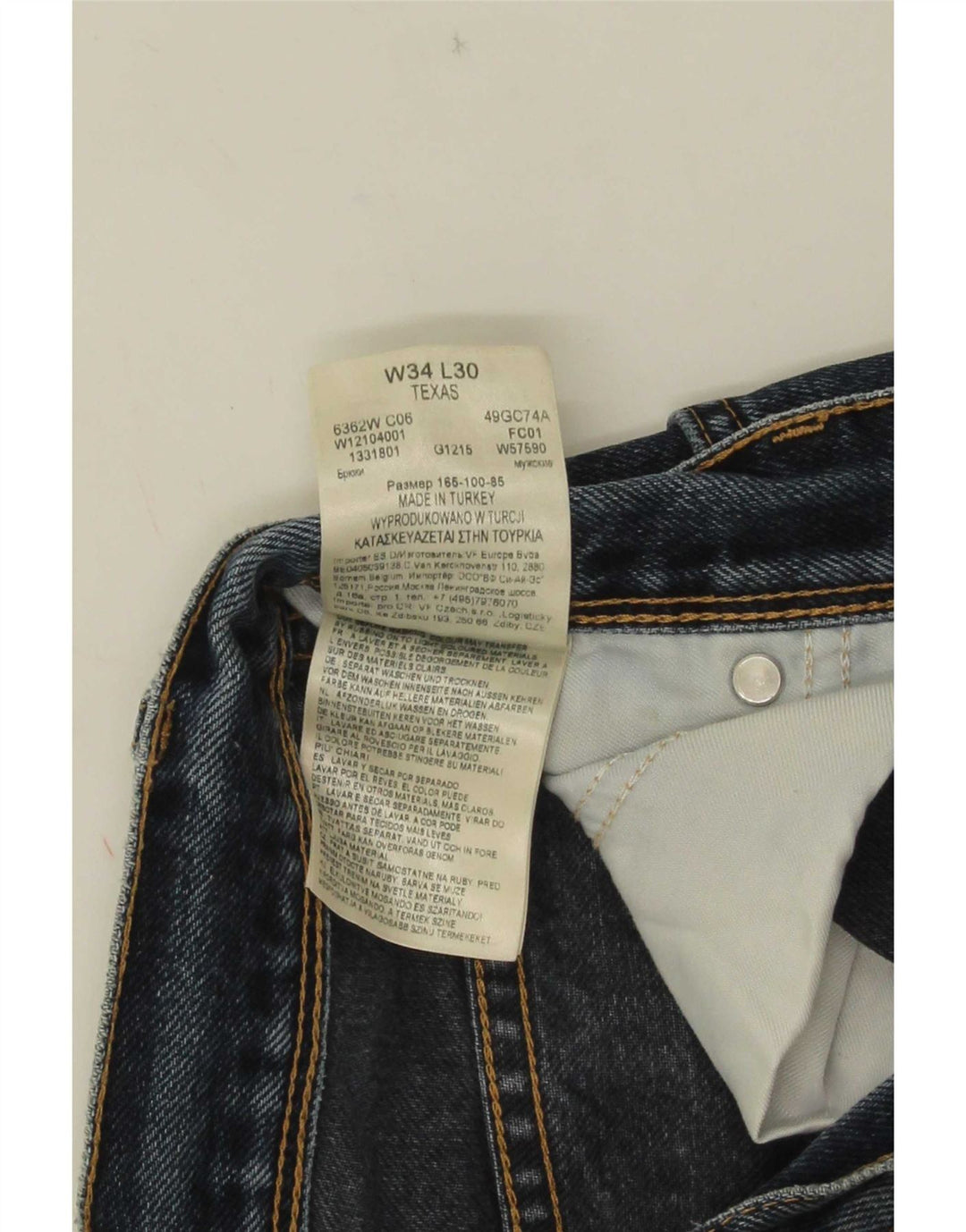 Jeans dritti da uomo Wrangler Texas W34 L30 cotone blu