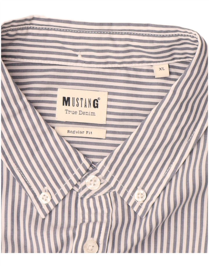 Camicia Mustang da uomo vestibilità regolare XL in cotone gessato grigio