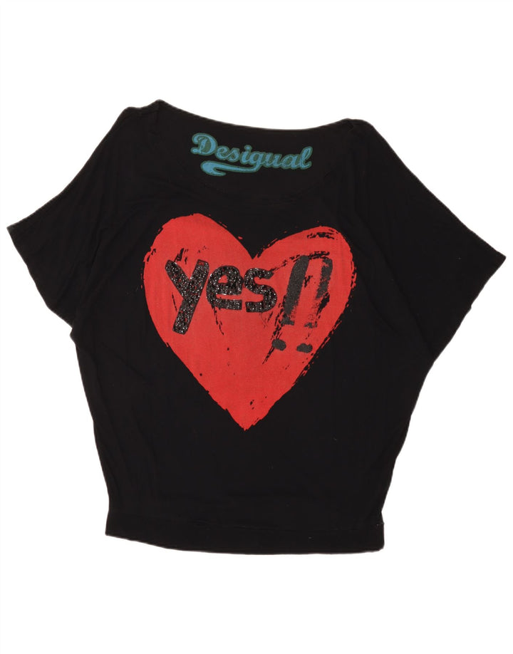 DESIGUAL Camicetta grafica oversize da donna Top UK 16 Large Nero