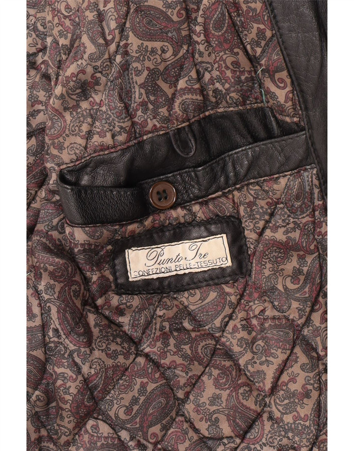 Giacca in pelle vintage da uomo UK 36 piccola in pelle nera