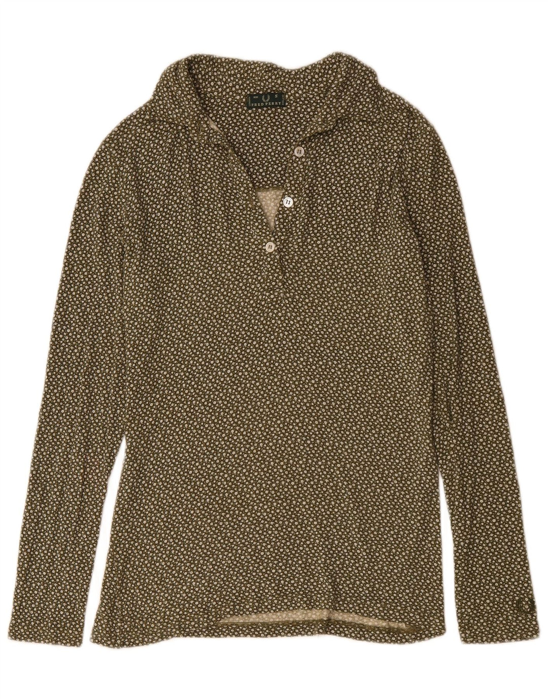 Maglietta pullover da donna Fred Perry UK 10 Small Khaki Floral