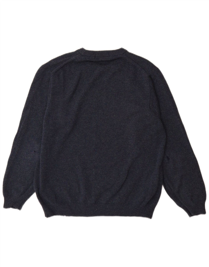 Maglione maglione girocollo da uomo Marks & Spencer blu medio in lana d'agnello