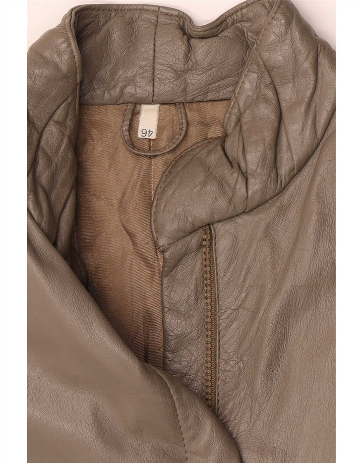 Giacca vintage da donna vestibilità regolare IT 46 grande classica in pelle grigia