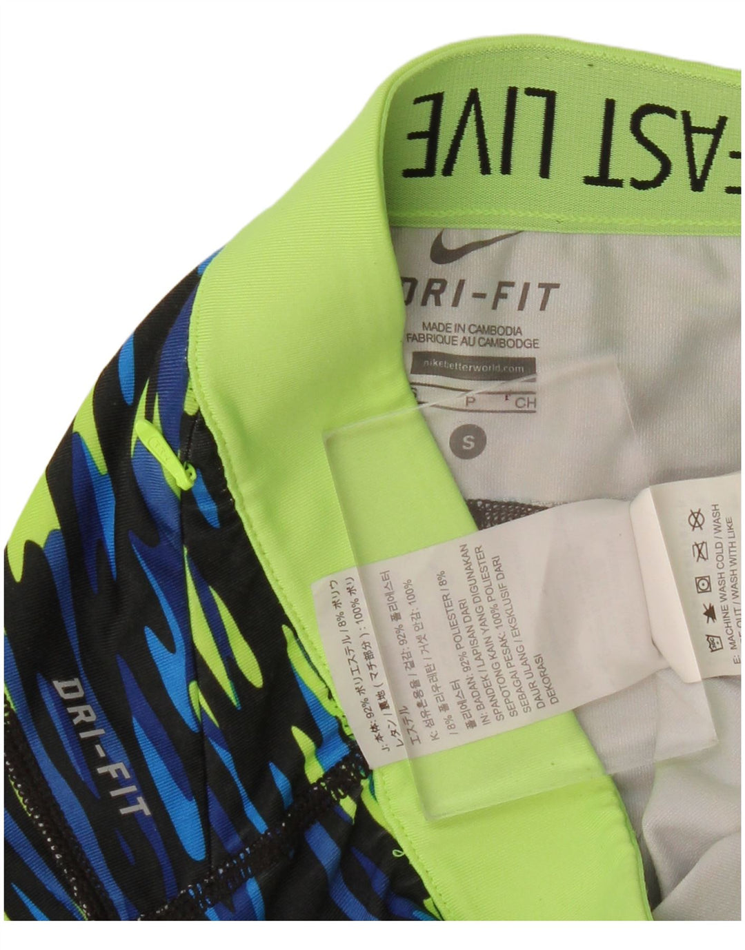 Leggings Nike Dri Fit Capri da donna UK 10 piccolo poliestere mimetico blu