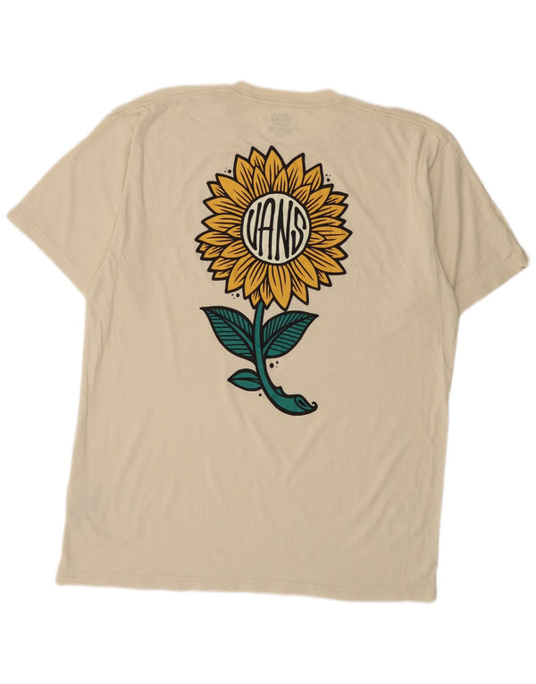 T-shirt da uomo Vans Classic Fit XL in cotone floreale bianco sporco