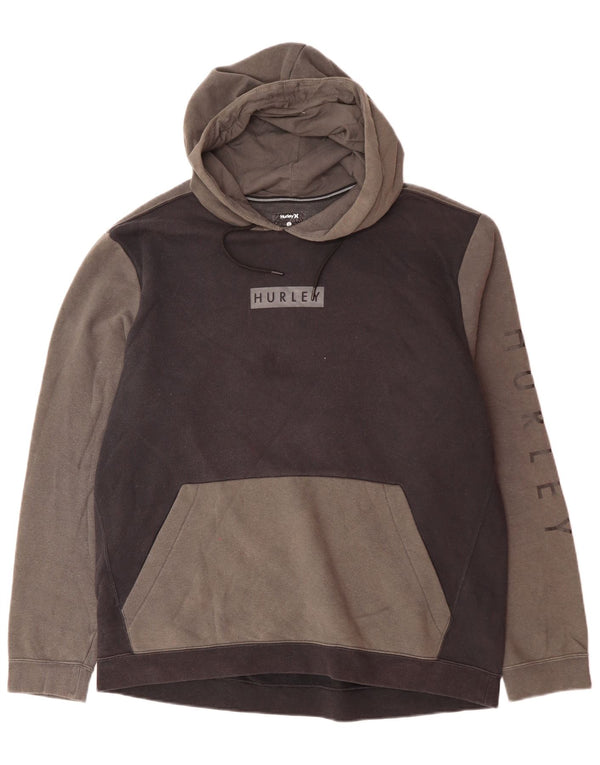 Felpa con cappuccio grafica da uomo HURLEY XL in cotone color block nero