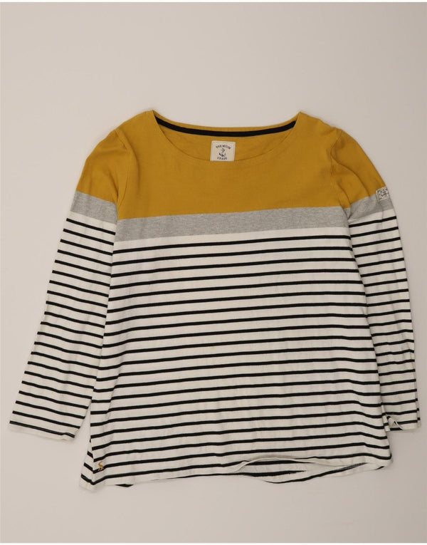 Joules Top da donna a maniche lunghe UK 20 2XL Cotone a righe multicolore