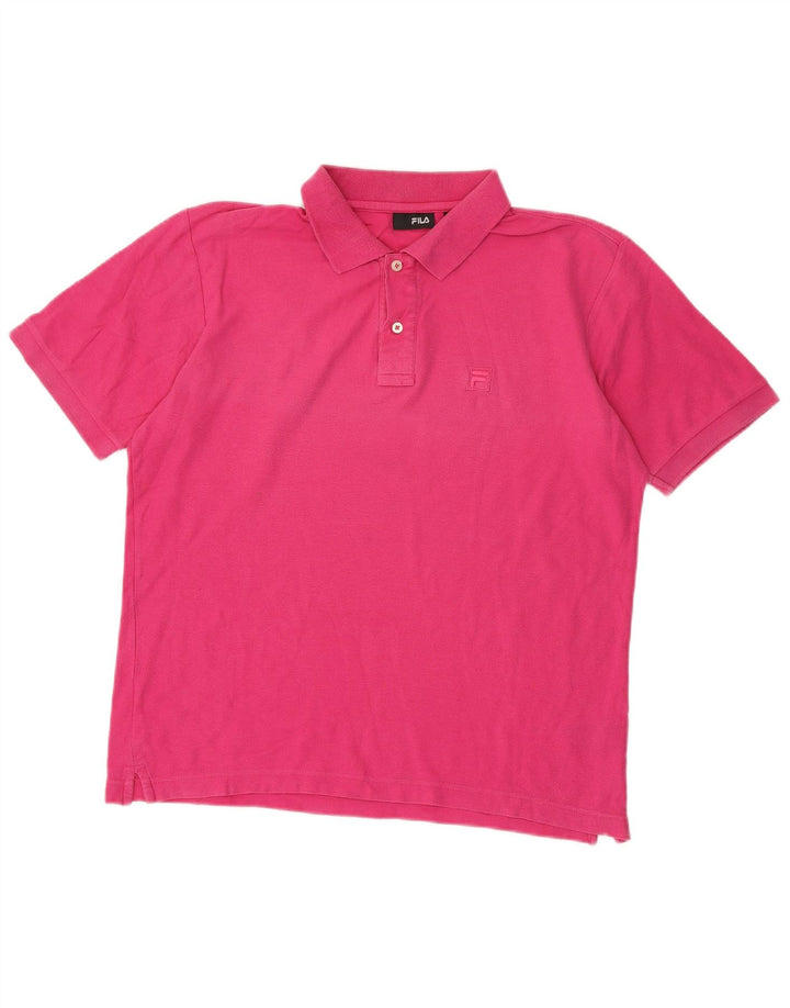 Polo da uomo FILA in cotone rosa medio