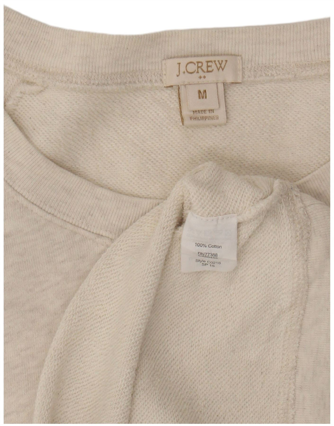 J. CREW Womens Top Long Sleeve UK 14 Medium Beige Cotton