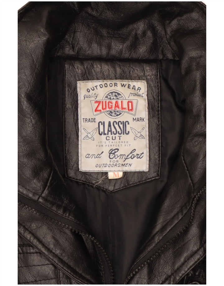 Giacca in pelle vintage da uomo UK 38 media nera