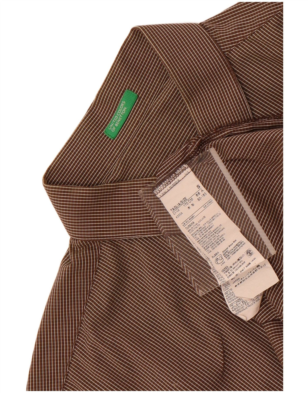 Camicia Benetton Uomo Small Marrone Check Cotone