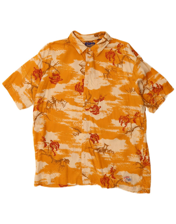 Camicia a maniche corte da uomo Superdry XL in modal floreale giallo