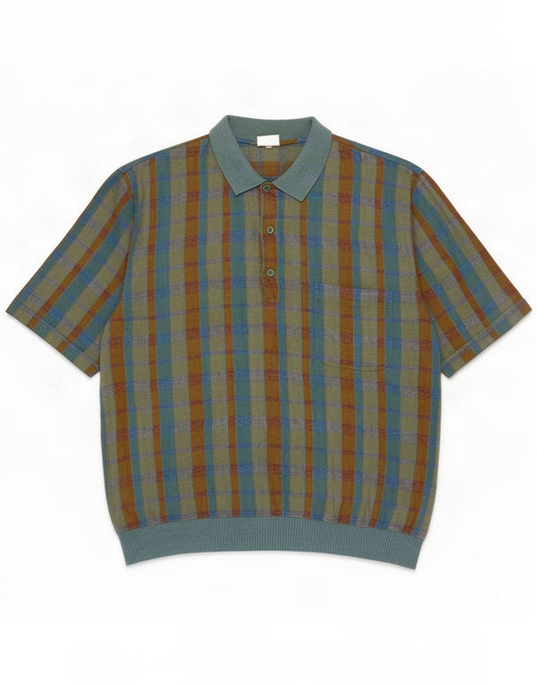 Donny & Max Mens Polo Shirt XL Multicoloured Plaid Linen