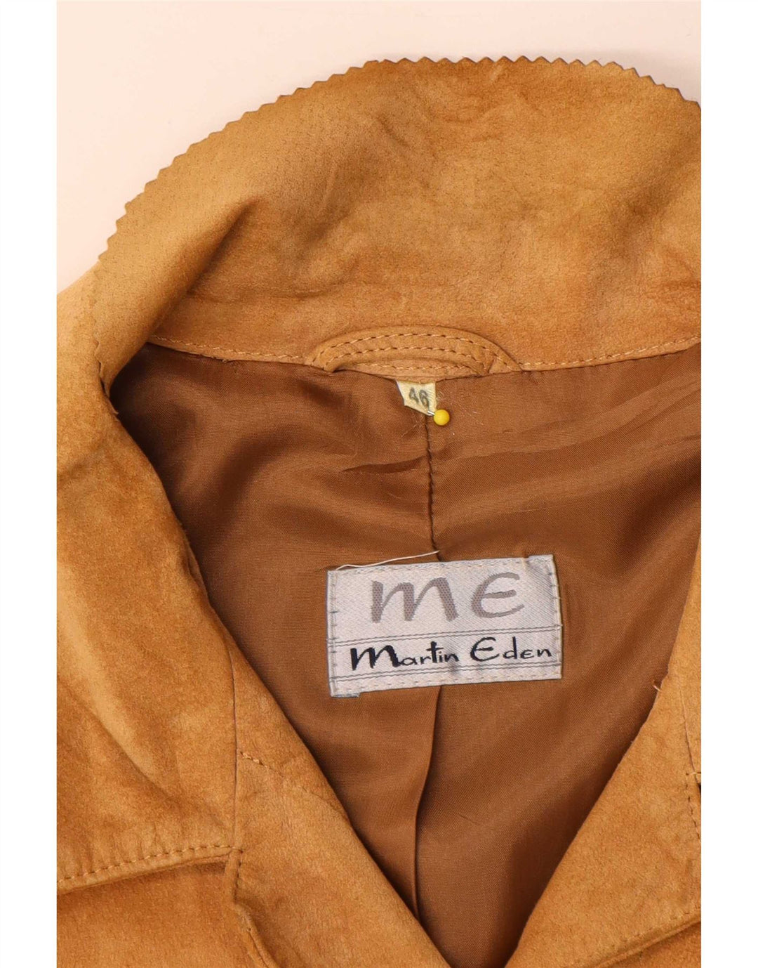 Giacca blazer da donna a 4 bottoni in pelle scamosciata Martin Eden IT 48 XL in pelle beige