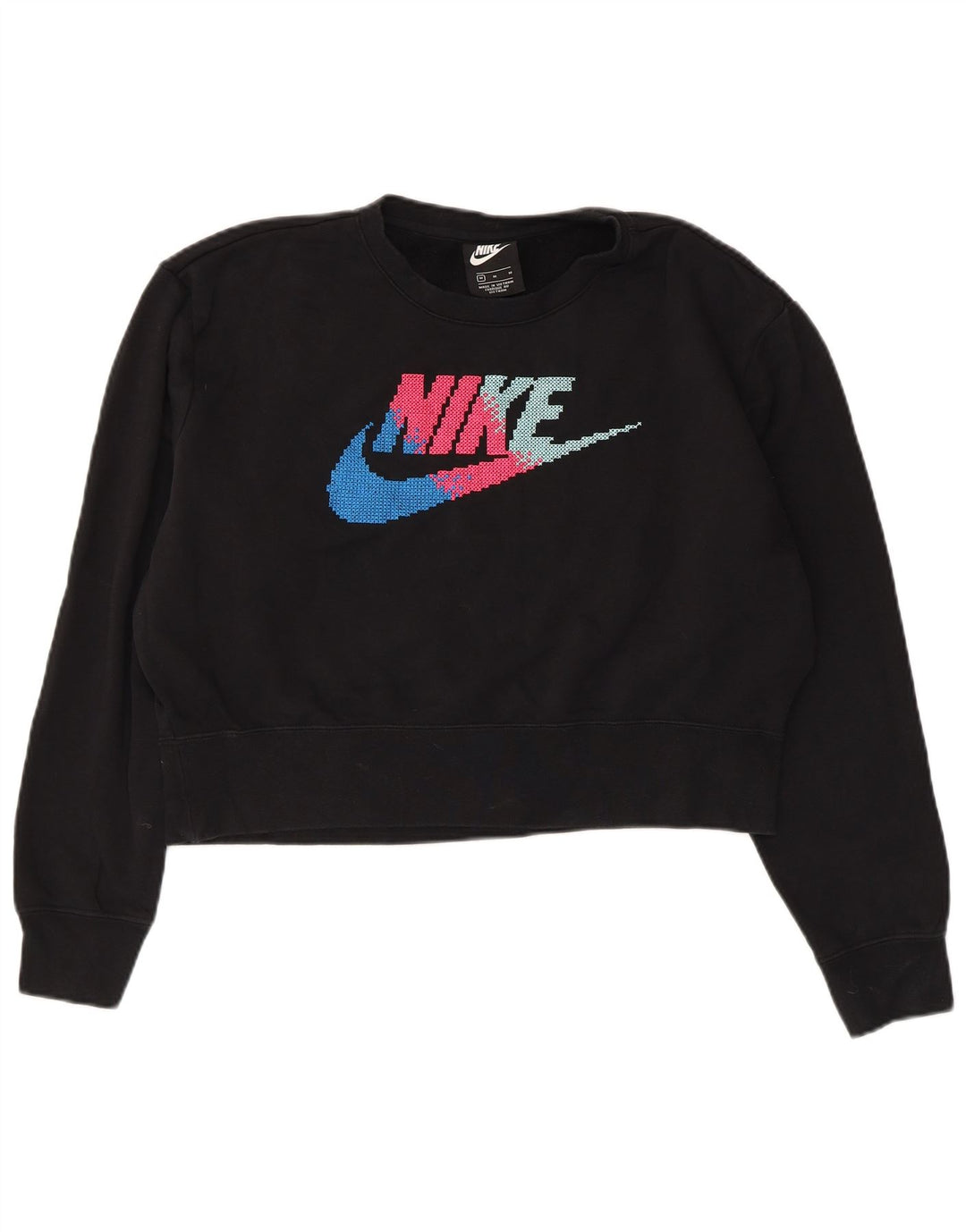 NIKE Felpa con grafica corta oversize da donna UK 14 Medium Nero