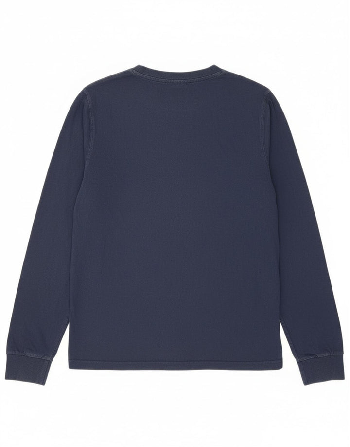 Top grafico da donna Ellesse manica lunga UK 12 cotone blu navy medio