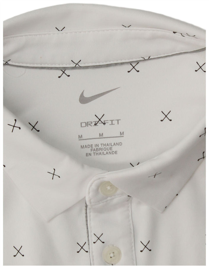Polo Nike da uomo Dri Fit in poliestere geometrico bianco medio