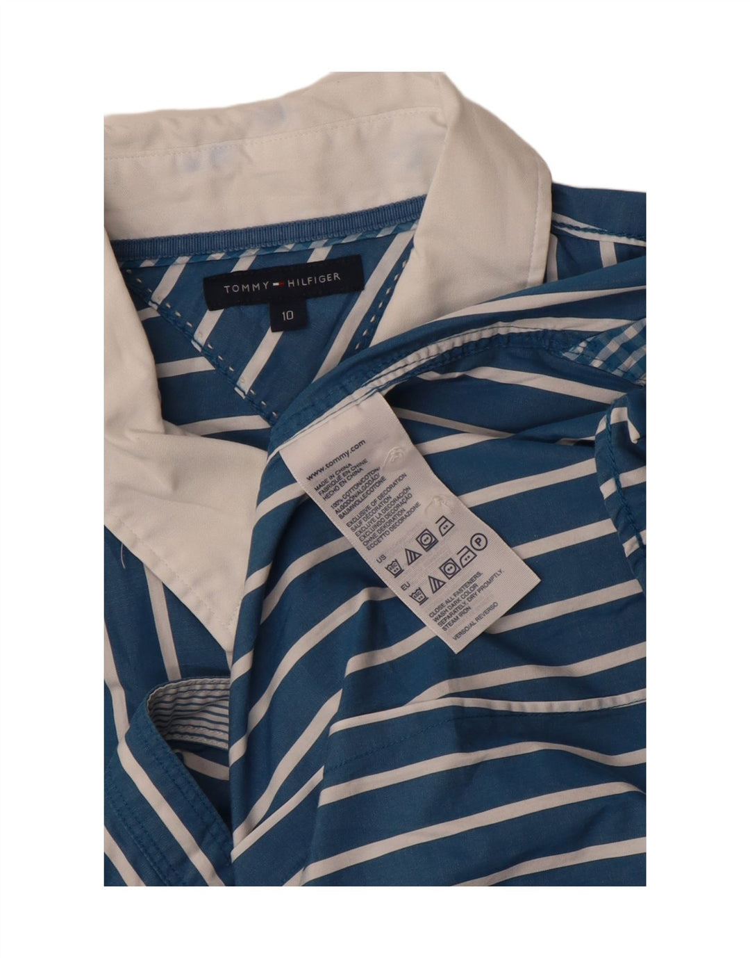 TOMMY HILFIGER Camicia da donna US 10 Cotone a righe grandi blu