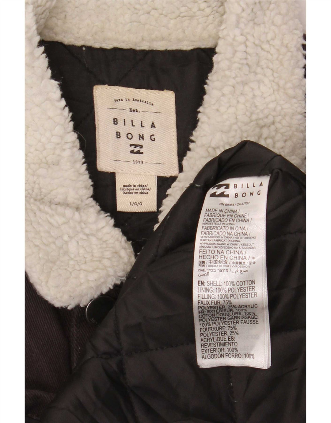 Giacca di jeans Billabong vestibilità regolare da uomo UK 40 grande cotone grigio