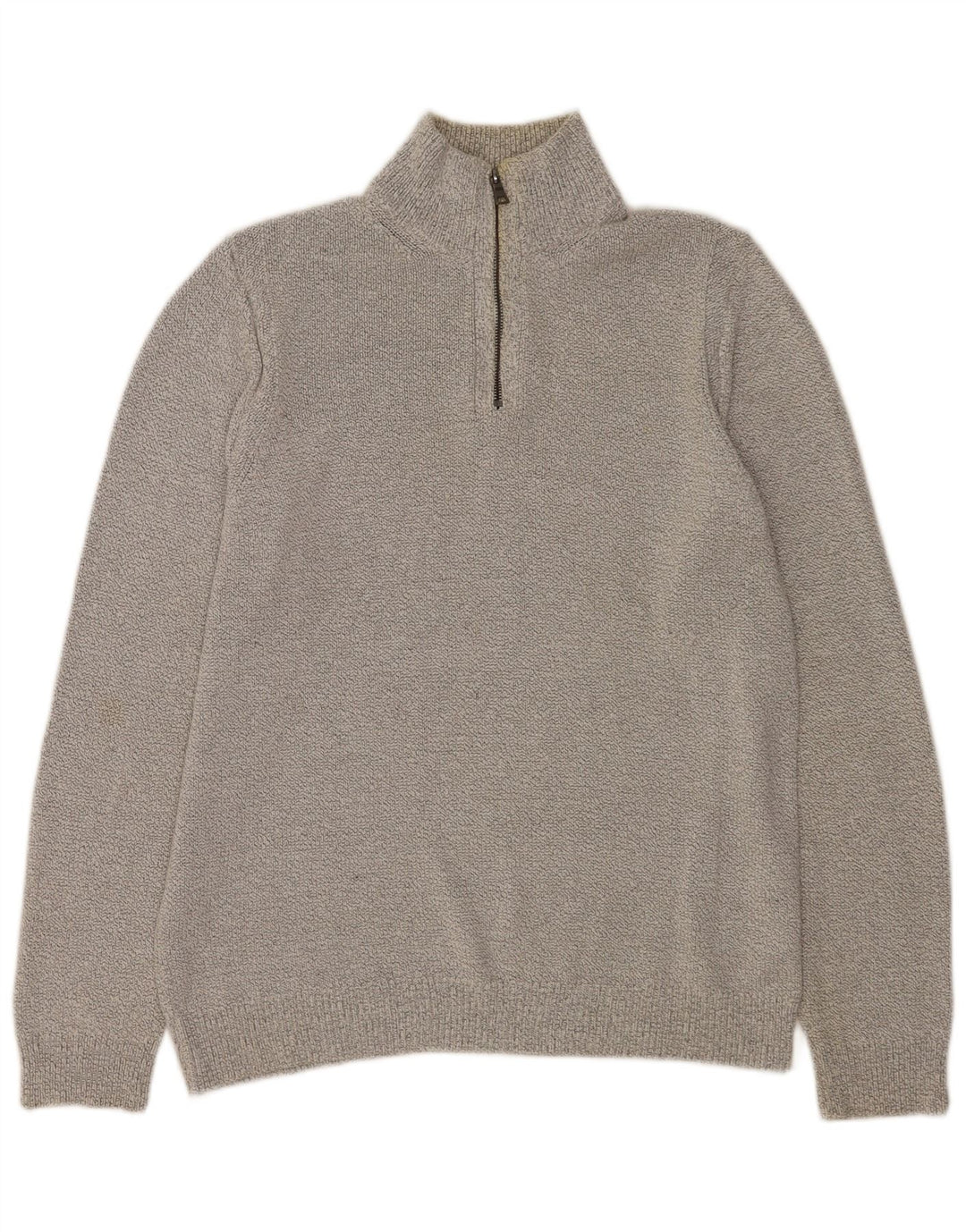 Maglione da uomo Marks & Spencer con zip e collo grande in cotone grigio