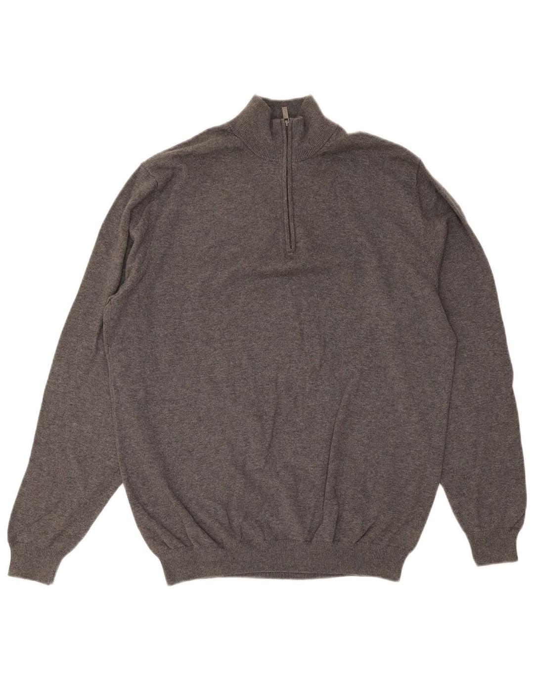 Massimo Dutti Maglione da uomo con zip e collo XL in cotone grigio