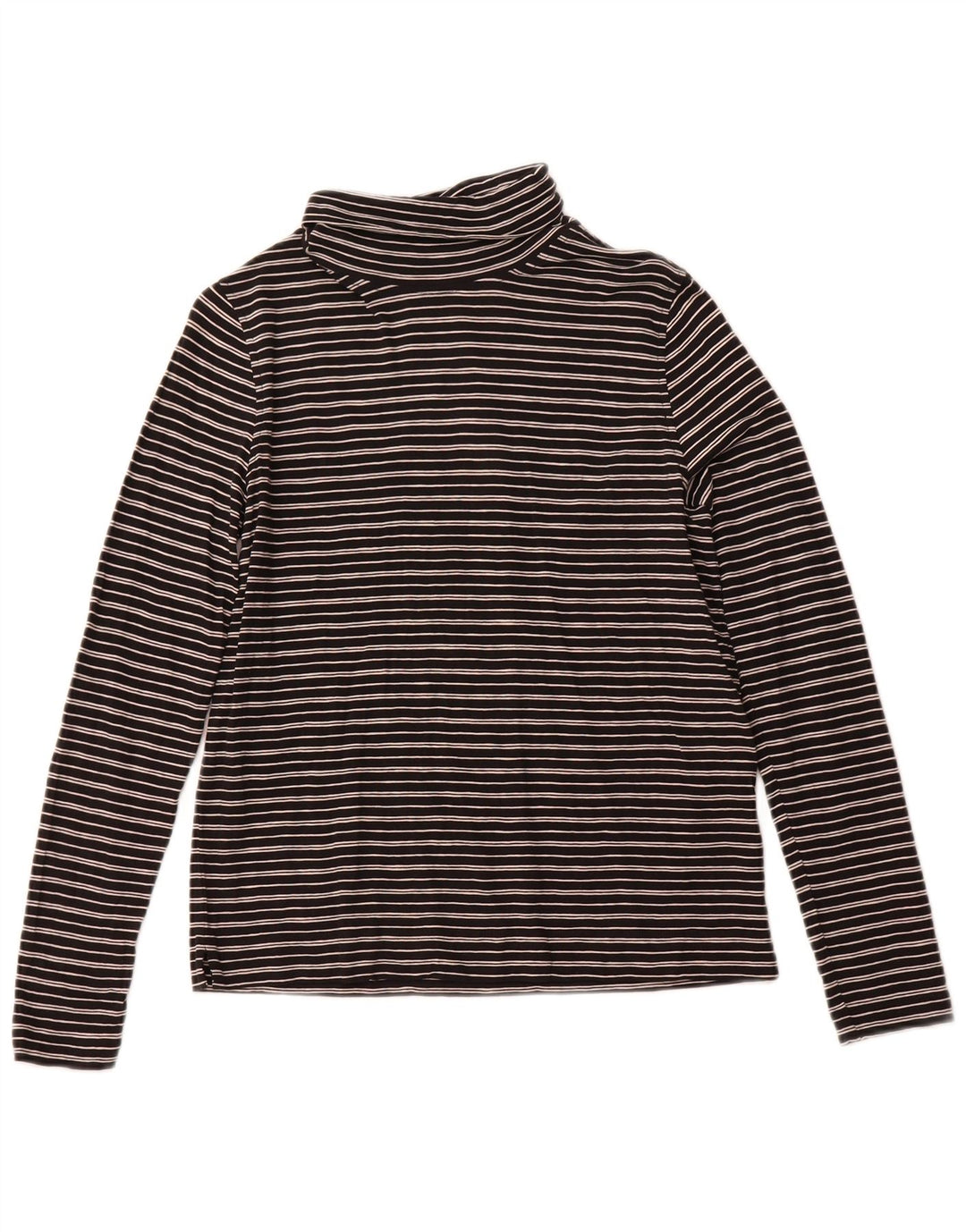 WHISTLES Top da donna con collo alto a maniche lunghe UK 10 piccolo cotone a righe nere