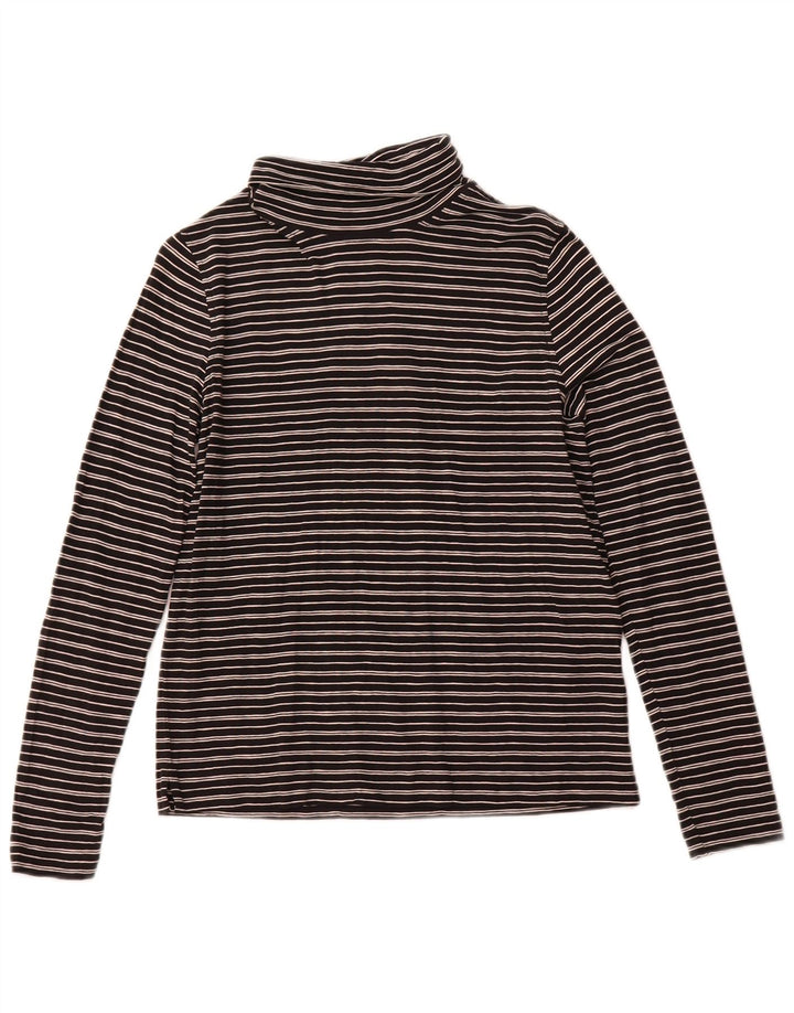 WHISTLES Top da donna con collo alto a maniche lunghe UK 10 piccolo cotone a righe nere