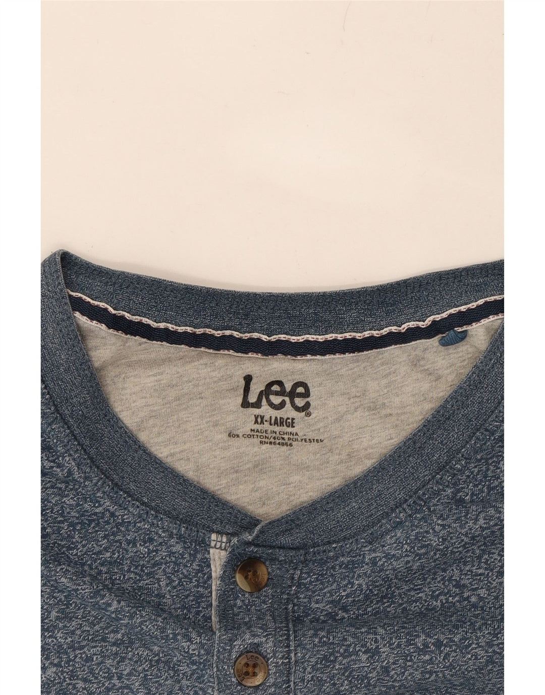 LEE Mens T-Shirt Top 2XL Blue Flecked Cotton Vintage Lee and Second-Hand Lee from Messina Hembry 