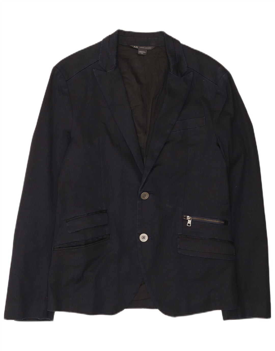 Giacca blazer da uomo a 2 bottoni Armani Exchange, UK 38, cotone blu navy medio