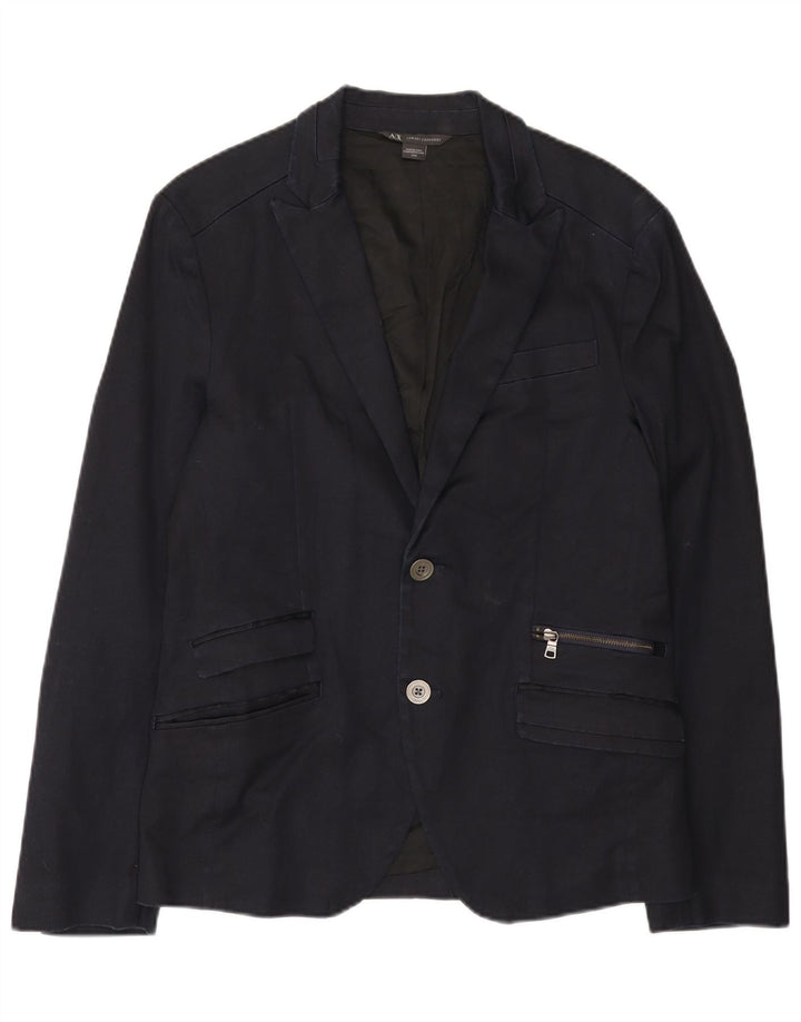 Giacca blazer da uomo a 2 bottoni Armani Exchange, UK 38, cotone blu navy medio