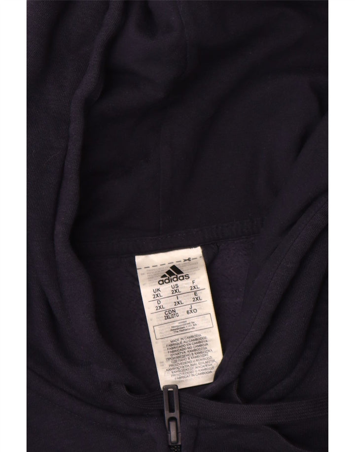 Maglione con cappuccio e zip da uomo Adidas 2XL cotone blu navy