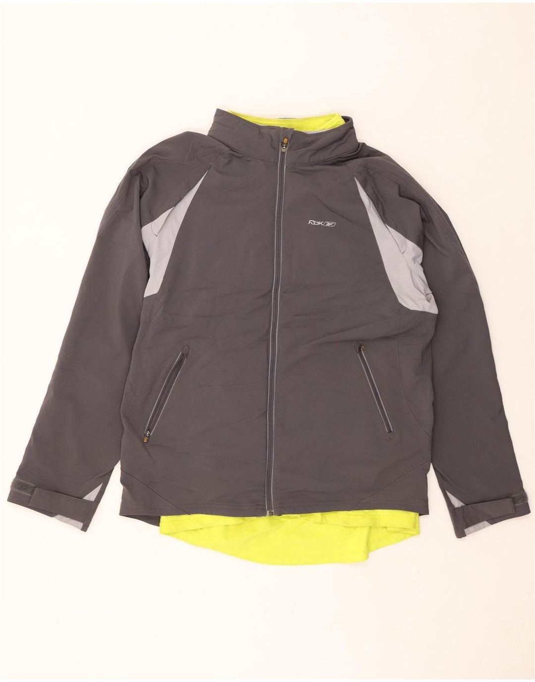 Giacca a vento da uomo REEBOK UK 40 Large in poliestere color block grigio
